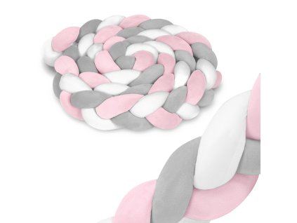 Ricokids nárazník do detskej postieľky 3m - ružový a sivý