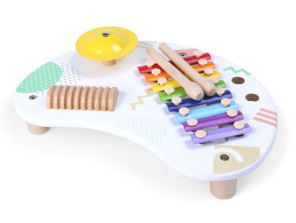 Drevený hudobný stolík s 3 nástrojmi ECOTOYS