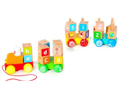 Drevený vlak veľké vzdelávacie bloky abeceda ECOTOYS
