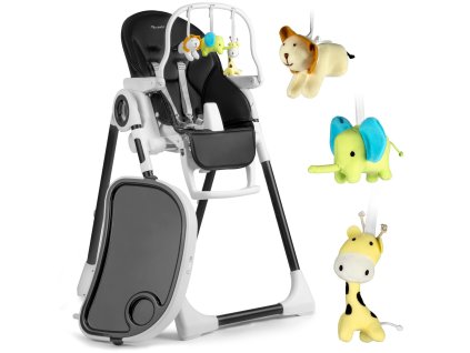 Detská jedálenská stolička so stolíkom Nukido Belo čierna + hrazda na hračky