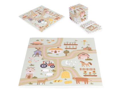 Veľká penová podložka EVA pre deti Farma 90,5x90,5 cm 21 el. ECOTOYS