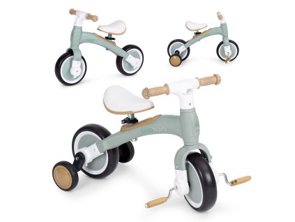 Cyklistický bicykel s pedálmi - tréningový bicykel s bočnými kolieskami 3v1 zelený ECOTOYS