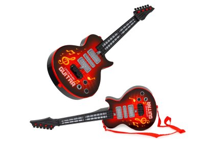 Detská elektrická gitara s výučbou gitarových infračervených melódií červená