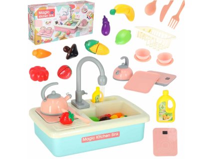 Zlewozmywak zlew do mycia naczyn dla dzieci z akcesoriami leci woda niebieski 180578