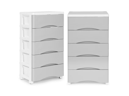 Regál na kolieskach s 5 zásuvkami ModernHome, šedý