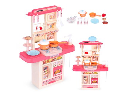 Detská kuchynka LED zvuky drez 10 príslušenstvo ružová
