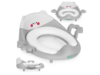 Detské záchodové sedadlo s prekrytím rúčok mäkký vankúš sivý ECOTOYS