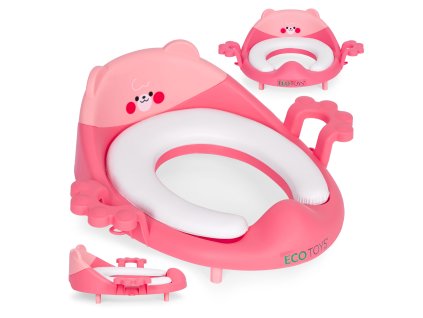Ružové detské WC sedátko ECOTOYS s poduškou a úchytmi