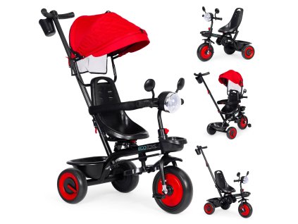 ECOTOYS trojkolka 3v1 s otočným sedadlom 360° – červená