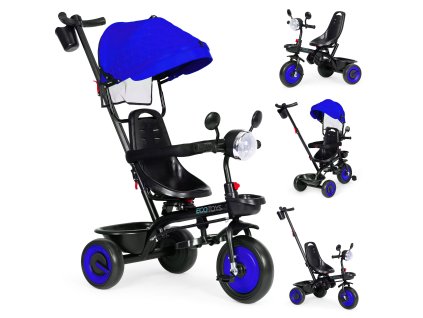 Detský trojkolový kočík 3v1 otočné sedadlo strieška modrá ECOTOYS