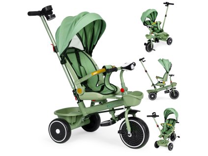 Trojkolka kočík 2v1 otočné sedadlo skladacia strieška zelená ECOTOYS