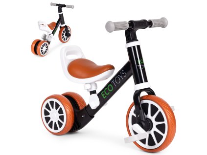 ECOTOYS 2v1 odrážadlo a trojkolka, čierne