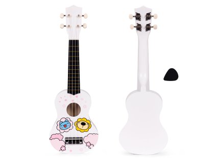 Detské drevené ukulele ECOTOYS, 4 nylonové struny