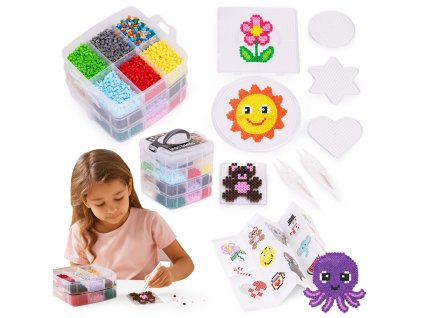 Koralíky na žehlenie XXL 9000 ks – kufrík, šablóny