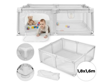 Detská ohrádka 180x160 cm suchý bazén ihrisko sivá + taška ECOTOYS