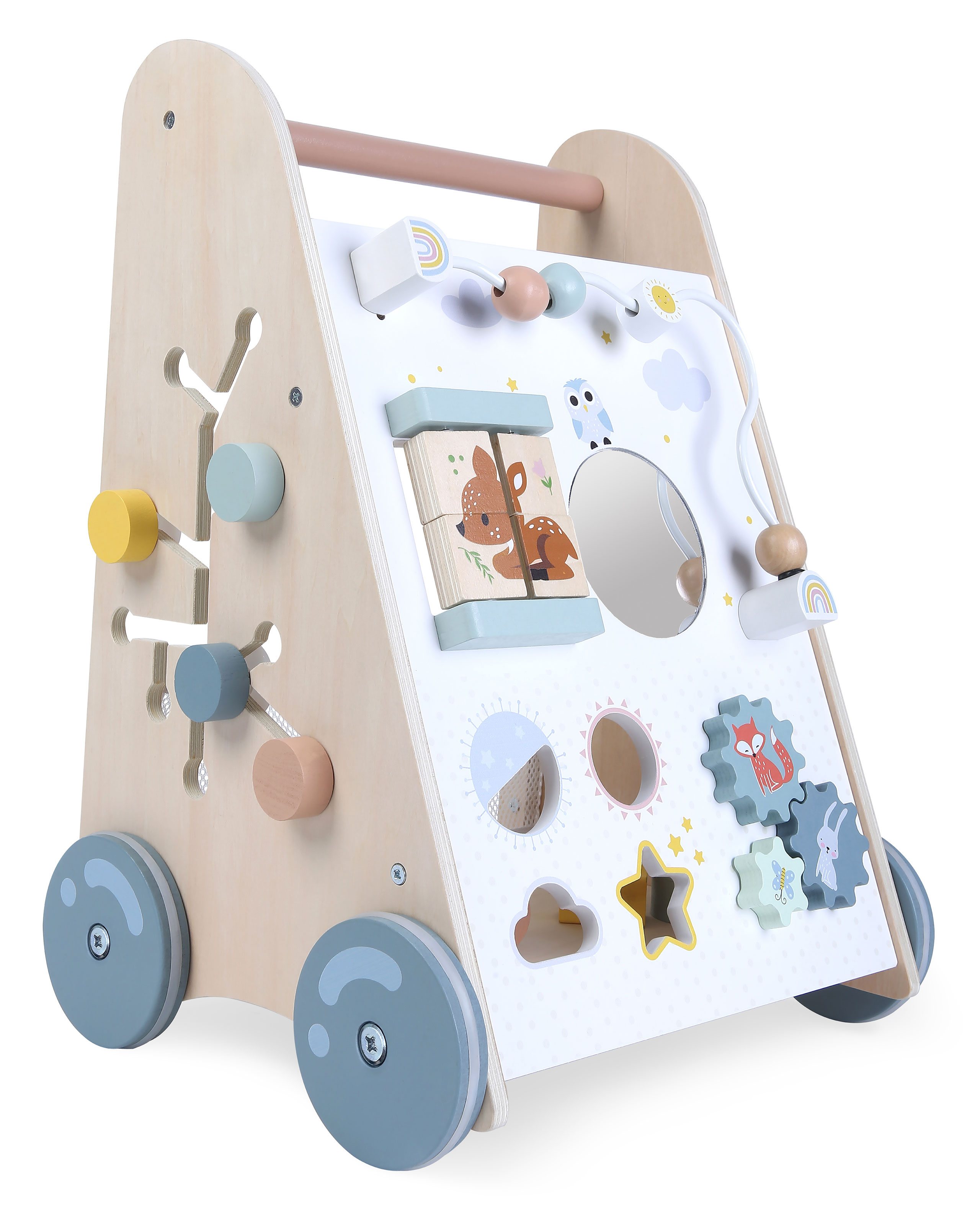 Edukačné drevené chodítko s pohyblivými časťami ECOTOYS