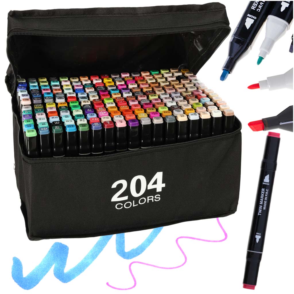 Obojstranné alkoholové fixky v puzdre 204 + stojan