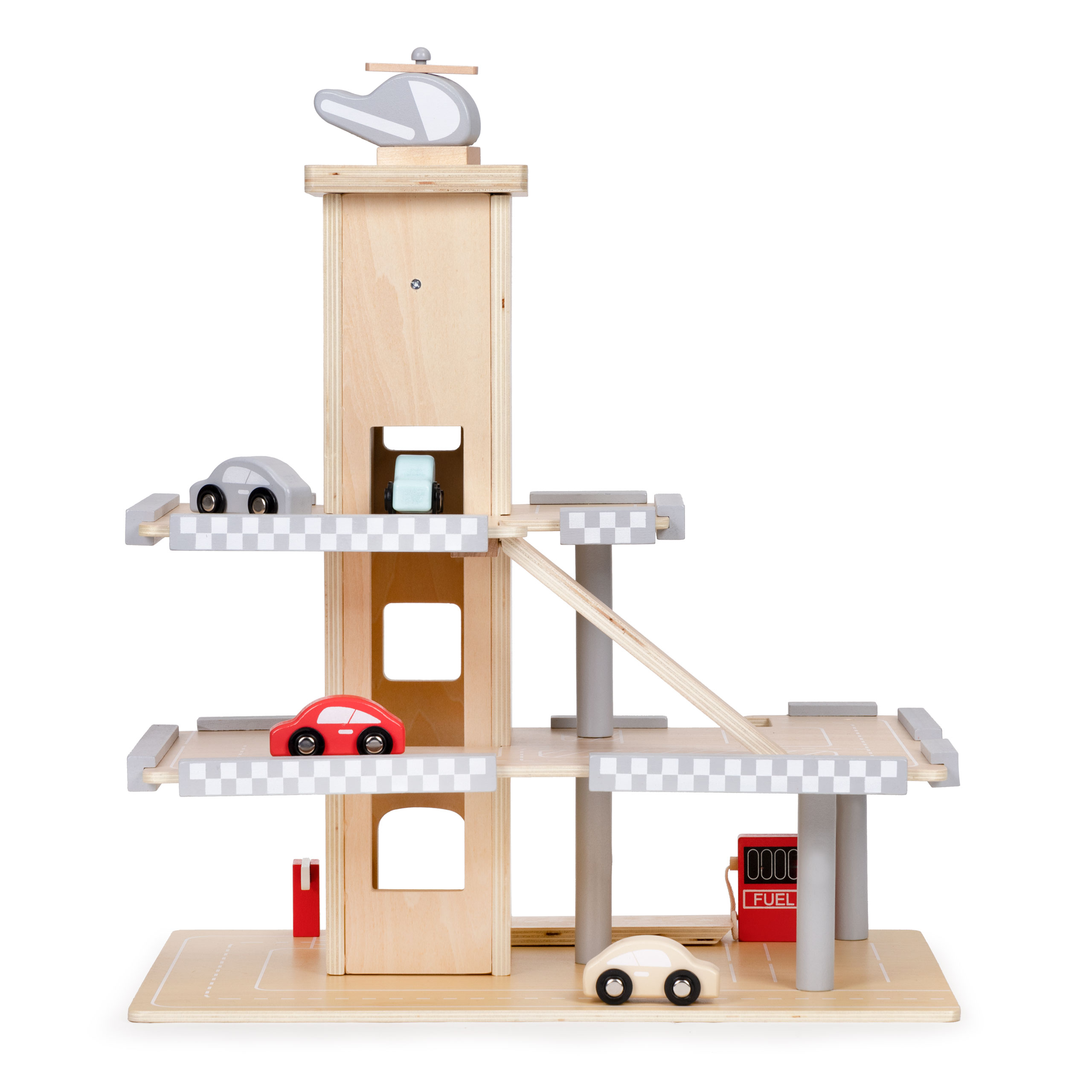 Veľká drevená garážová dráha s výťahom + autá ECOTOYS