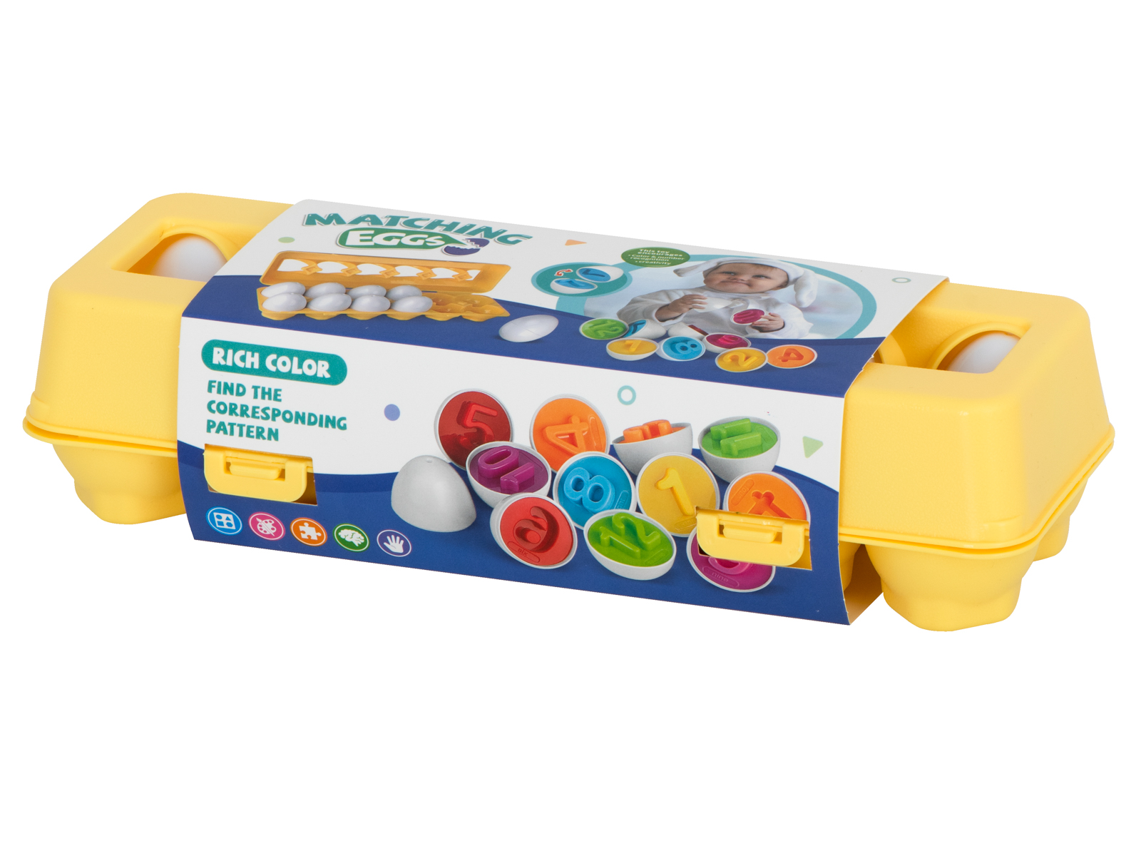 Vzdelávací triedič puzzle zodpovedajúce tvary čísla vajcia 12ks