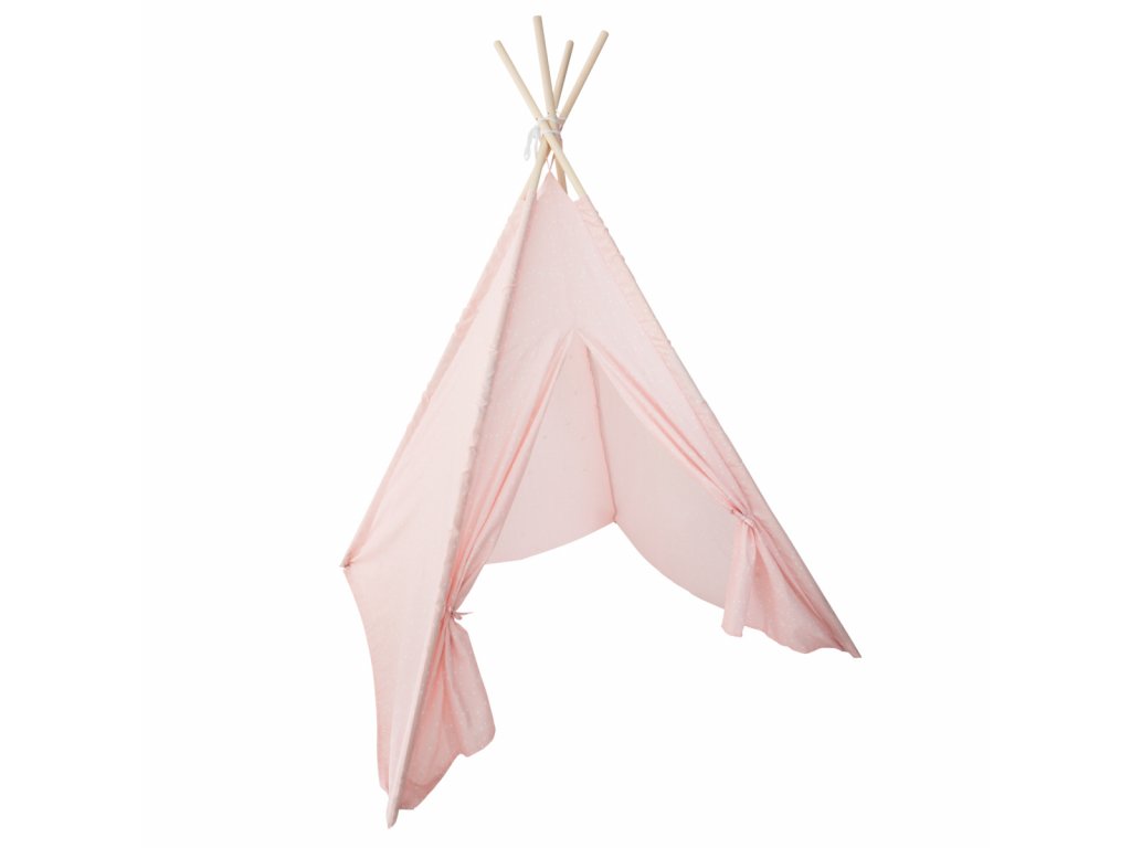 Detský stan teepee s fosforeskujúcími hviezdami ružový