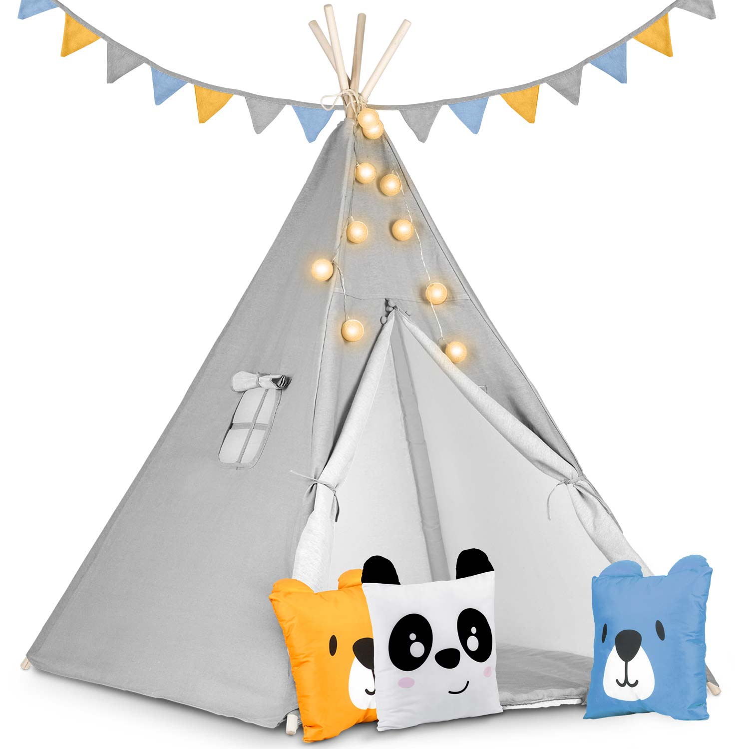 Detský stan Tepee so svetlom Nukido - sivý