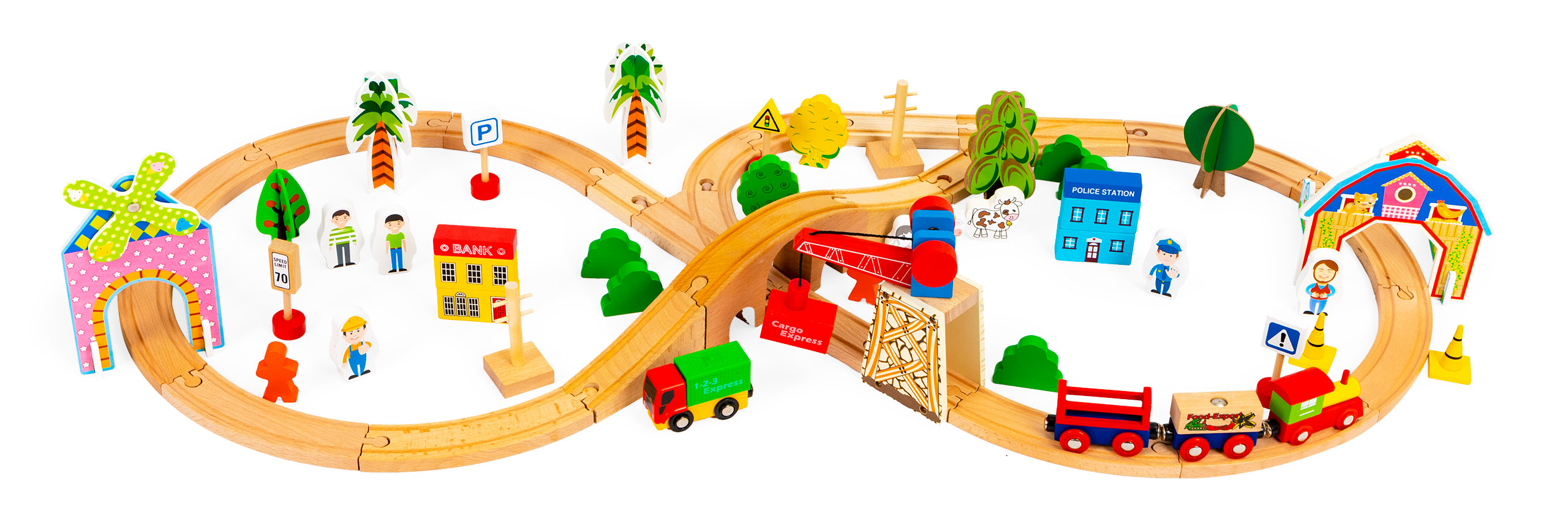 Drevený vláčik 74 kusov ECOTOYS