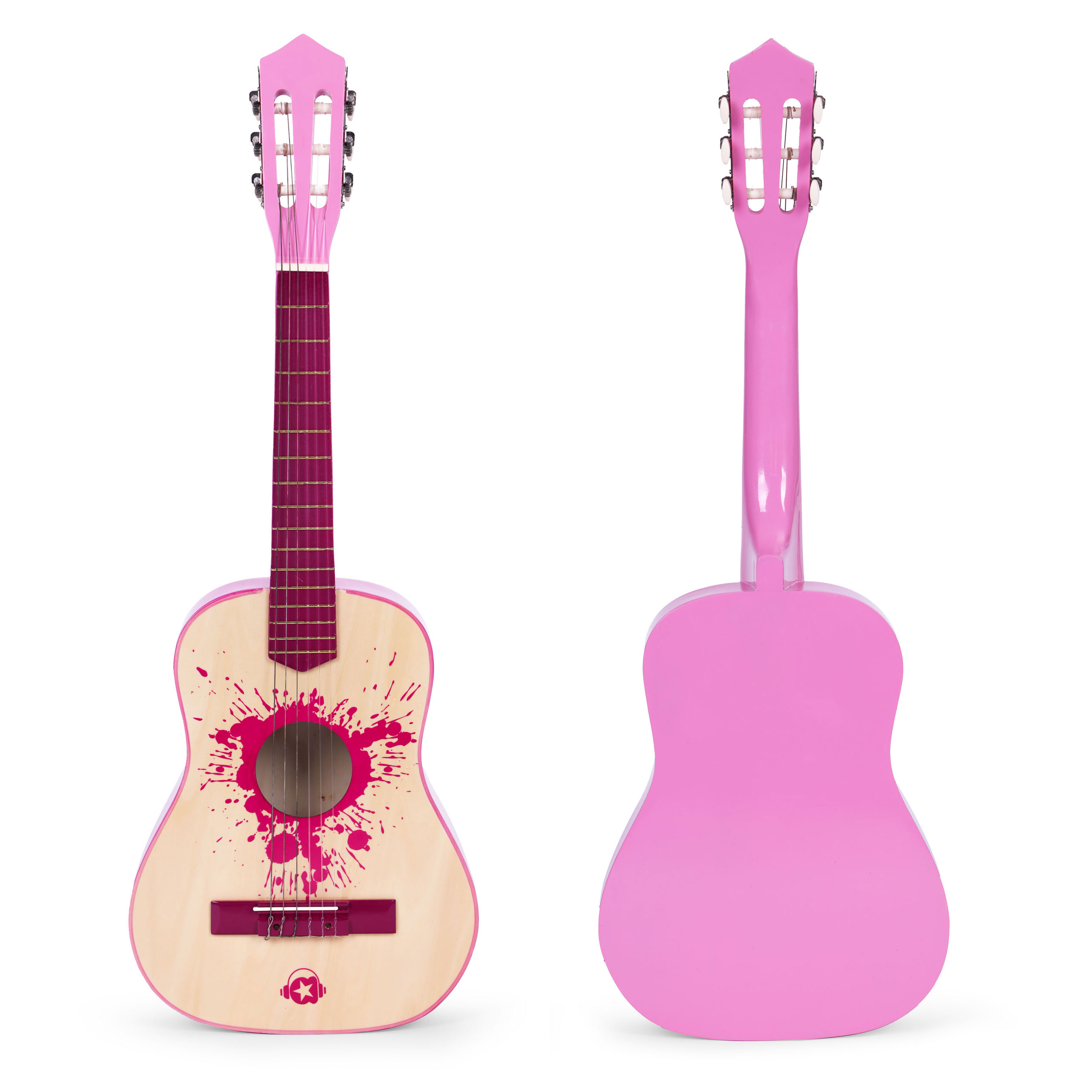 Detská ružová veľká gitara - 34` drevená 6 strún kov a nylon ECOTOYS