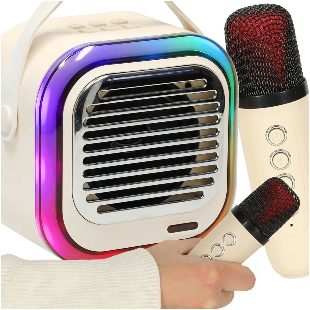 Karaoke reproduktor USB Bluetooth cream
