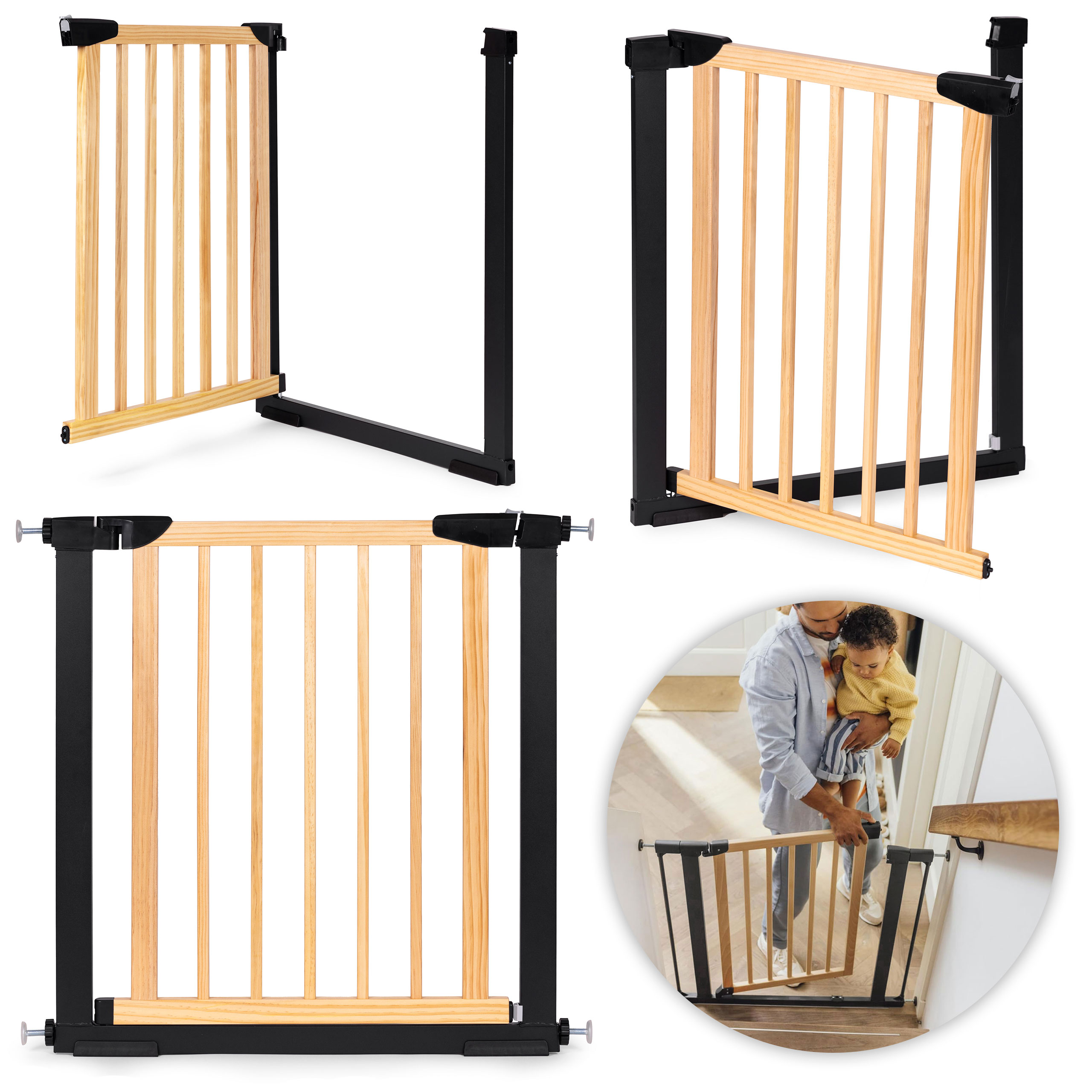 Bezpečnostná zábrana 74-80 cm na schody a dvere kov drevo