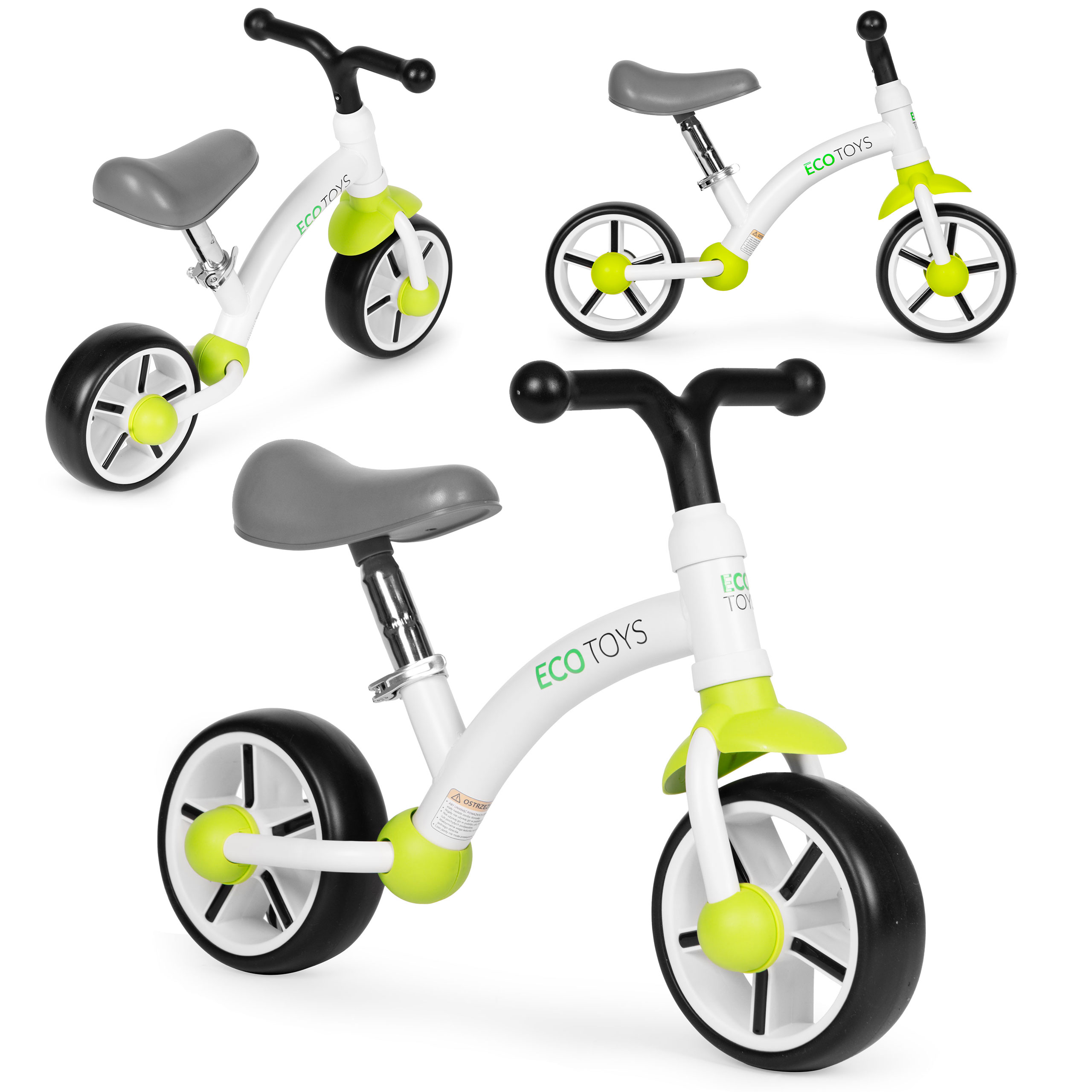 Detský krosový bicykel s nastavením sedla EVA kolies zelený ECOTOYS