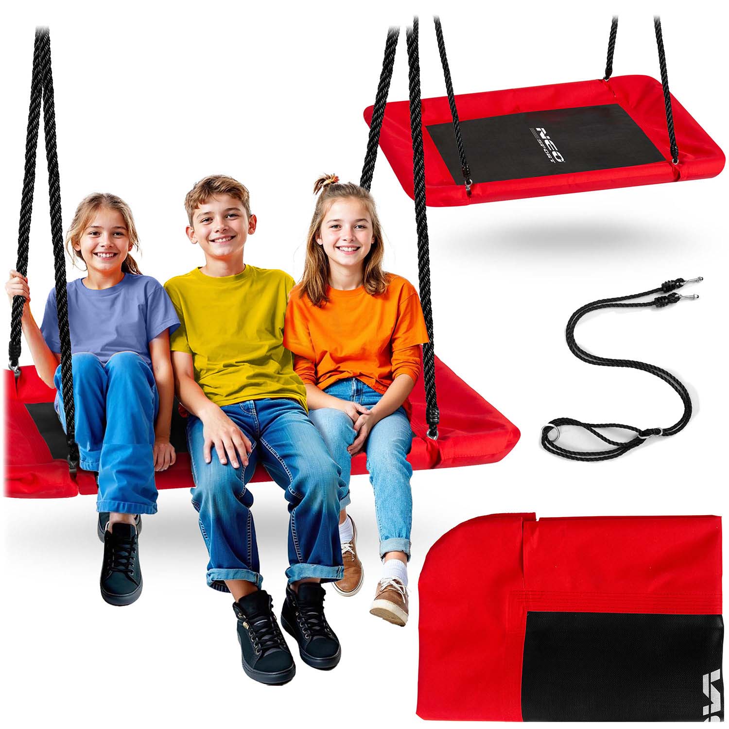 Hojdačka Čapí hnízdo Obdĺžniková hojdačka Neo-Sport Swingo 110 x 70 cm