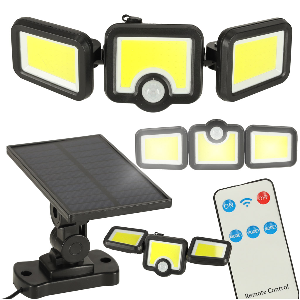 LED solárna lampa 3v1 so súmrakovým senzorom pohybu
