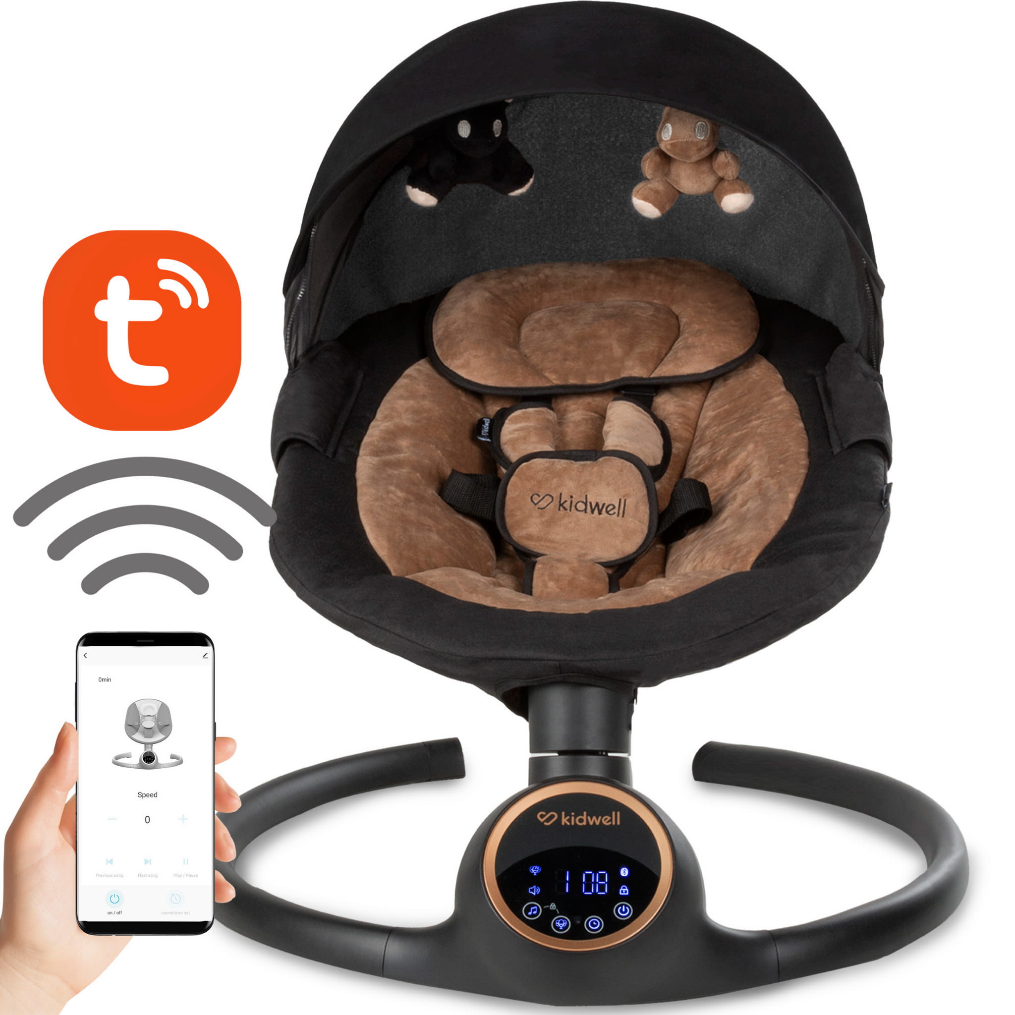 Elektrické hojdacie kreslo 2v1 REVE black/ gold