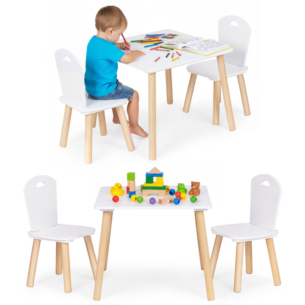 Detský set stolík + 2 stoličky ECOTOYS biely