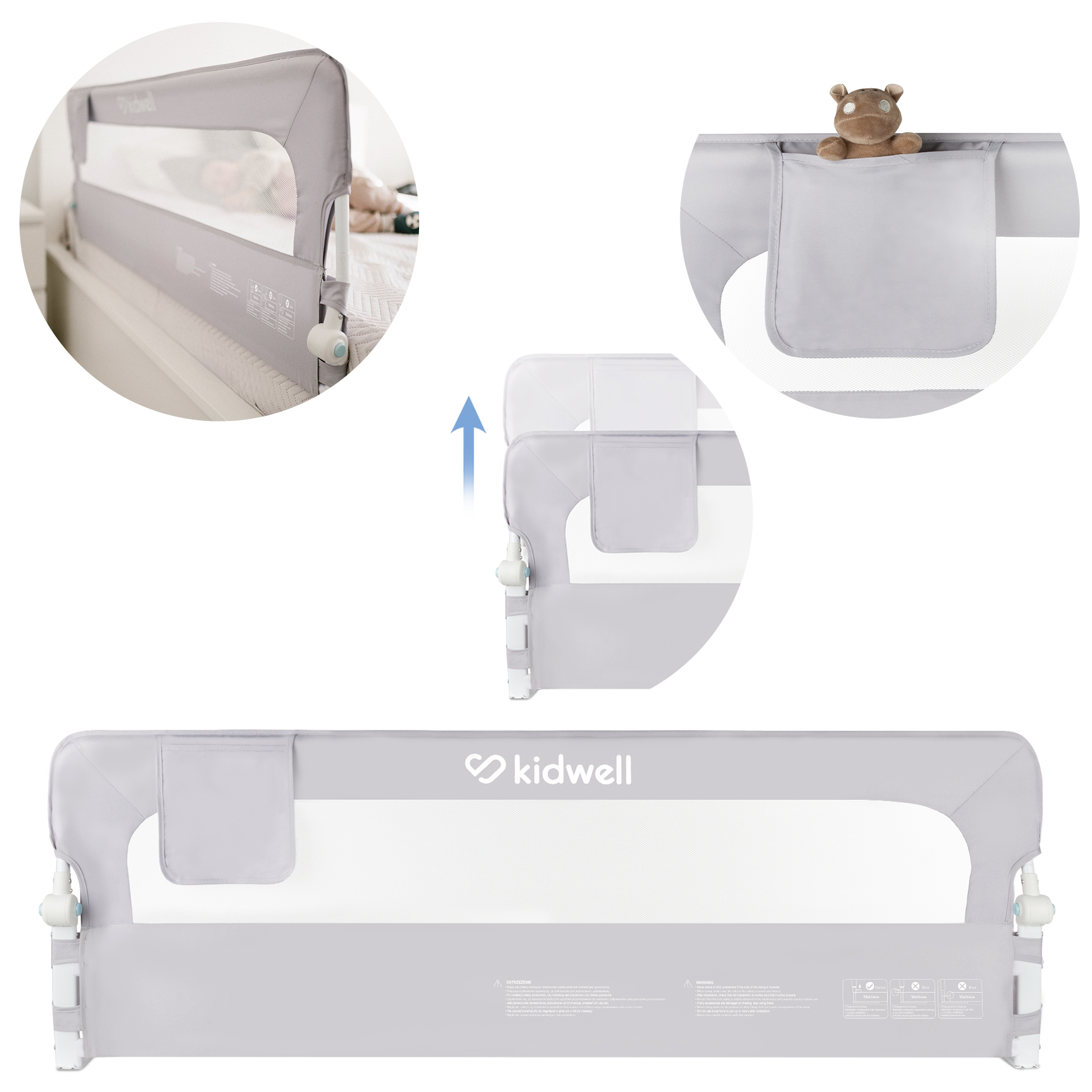 Detská zábrana na posteľ Kidwell CORI 150 cm, výška 50/65 cm