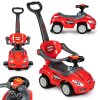 Autíčko 3v1 DELUXE s rukoväťou a hudobným panelom - červené
