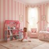 Domek dla lalek drewniany MDF mebelki 70cm rozowy LED 179852