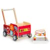 Drevené chodítko Hasičské vozidlo – edukačné s kockami a prepletankou 3+