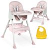 Detská jedálenská stolička so stolíkom Milo ružová