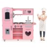 Drevená detská kuchynka s efektmi zvuku, ružová