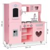 Veľká drevená kuchynka pre deti zvukové efekty ružová ECOTOYS