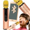 Mikrofon bezprzewodowy karaoke dla dzieci glosnik Bluetooth 2000mAh karta SD USB wysoka jakosc zloty 176760
