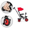 Detský trojkolový kočík 3v1 otočné sedadlo strieška červená ECOTOYS