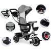 Trojkolka 2v1 otočné sedadlo a skladacia strieška - sivá ECOTOYS