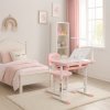 Biurko dzieciece szkolne regulowane krzeslo lampka LED USB rozowe 175621