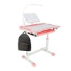 Biurko dzieciece szkolne regulowane krzeslo lampka LED USB rozowe 175619