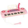 Keyboard dla dzieci pianinko interaktywne organki 37 klawiszy mikrofon statyw rozowe 173077