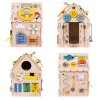 Drevený manipulačný domček XXL – edukačná tabuľa, 30 prvkov