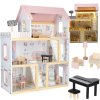 Domek dla lalek drewniany mebelki 80cm roz LED 178908