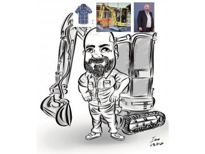 Karikatúra egy főnökről egy kotrógéppel